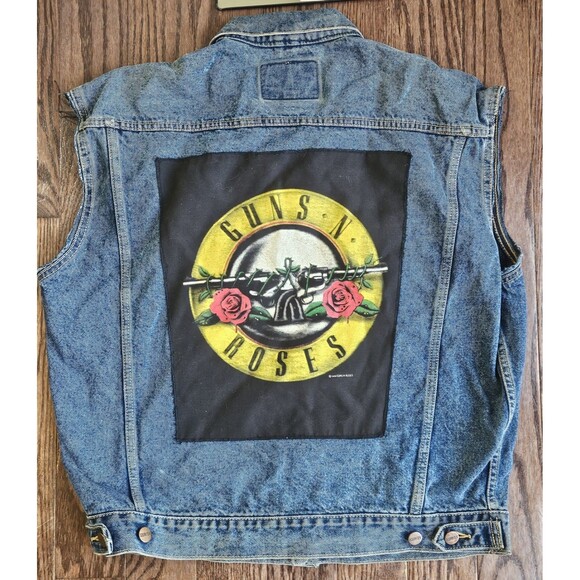 Rare Edwin made in Japan denim Jacket Vest Guns N Roses GNR World Tour 2002 Sz M - Picture 2 of 16